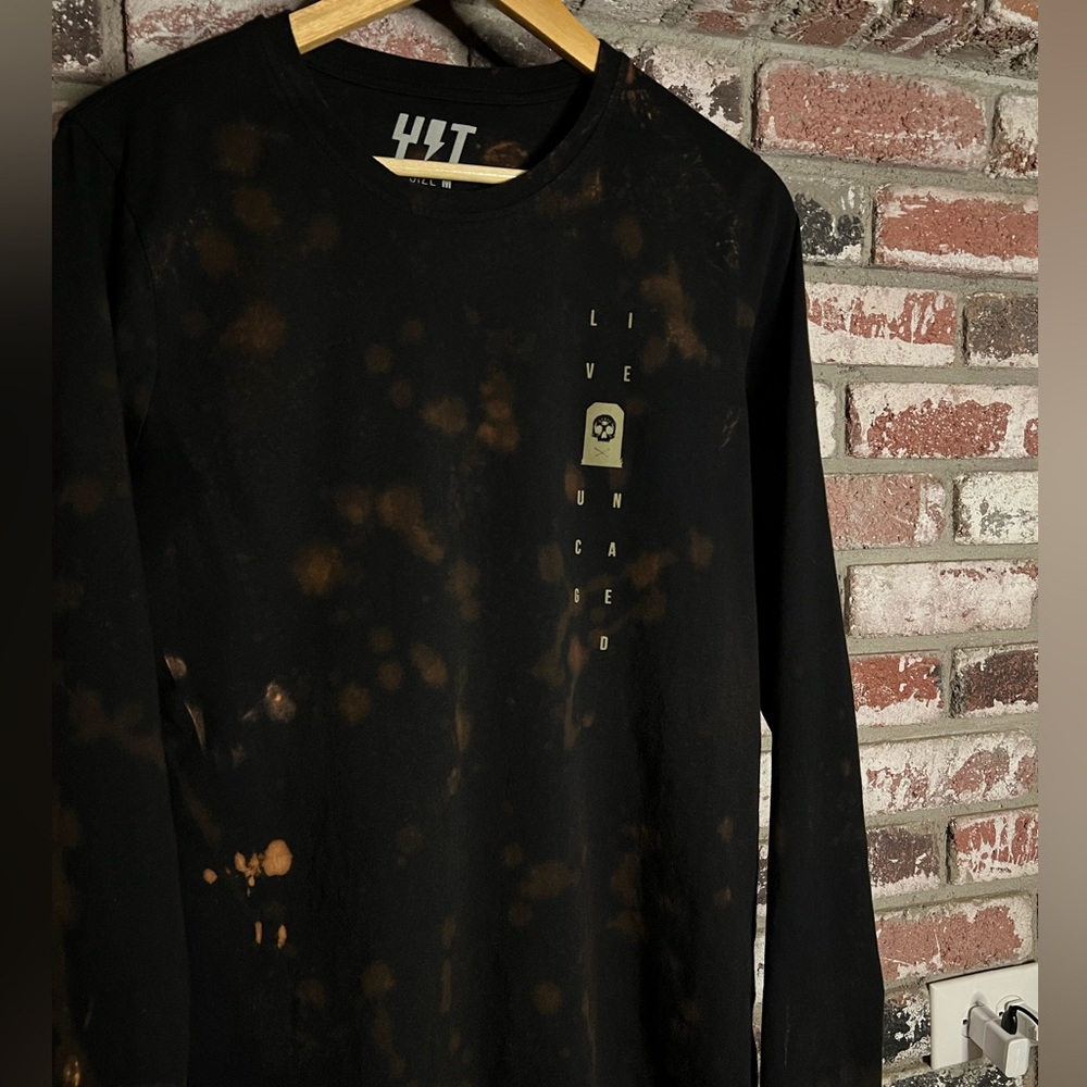 Men’s Live uncaged YT Skull Bleach Splatter Tiedye lightweight Long Sleeve
